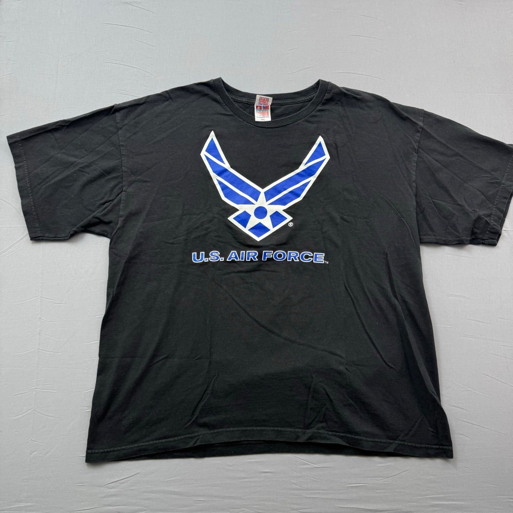 Bayside US Air Force Graphic T-Shirt Mens 2XL Black Made in USA Cotton Tee‎